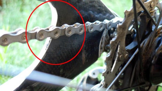 Scuffing on inside of rear triangle near cassette/chain