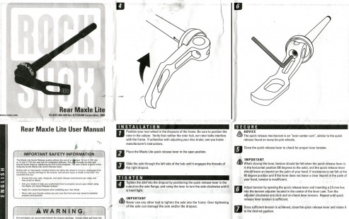 Rockshox Rear Maxle Lite User Manual