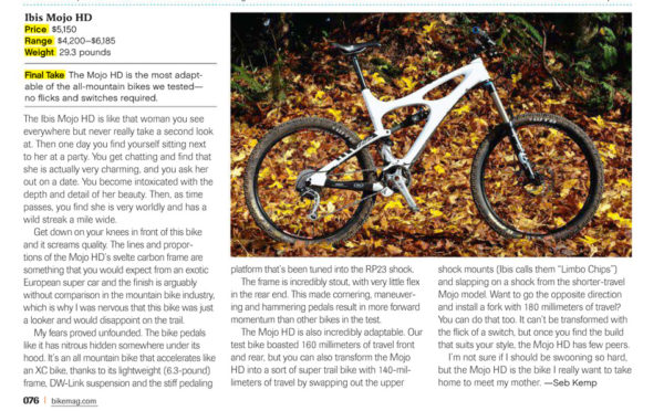 Read more about the article Bible of Bike Tests, Ibis Mojo HD