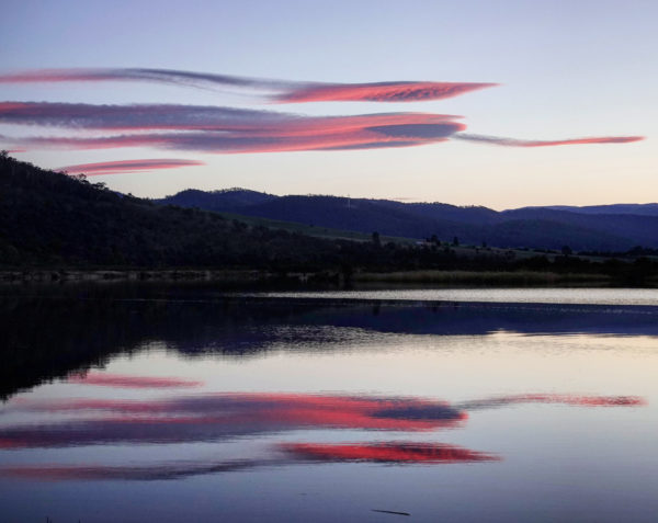 Lenticular cloud sunset, Derwent River